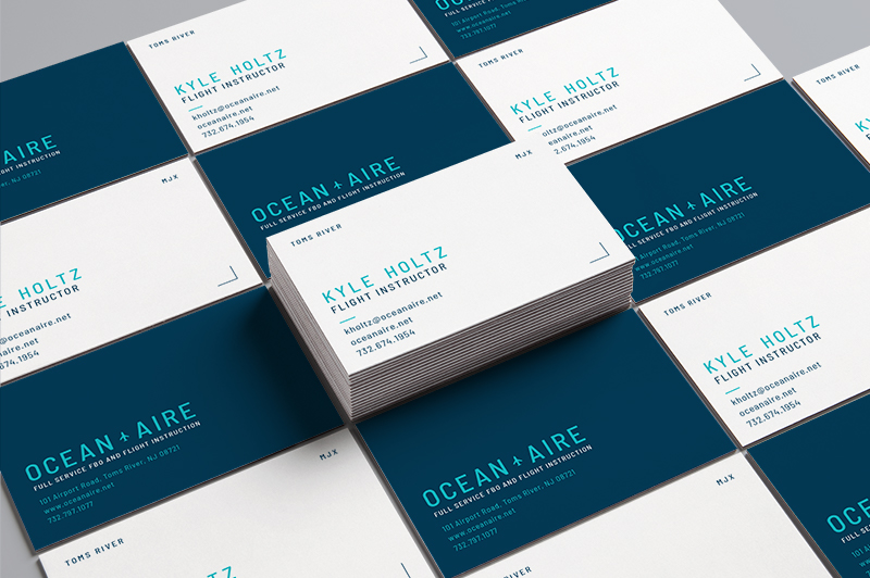 Ocean Aire business cards for Kyle Holtz