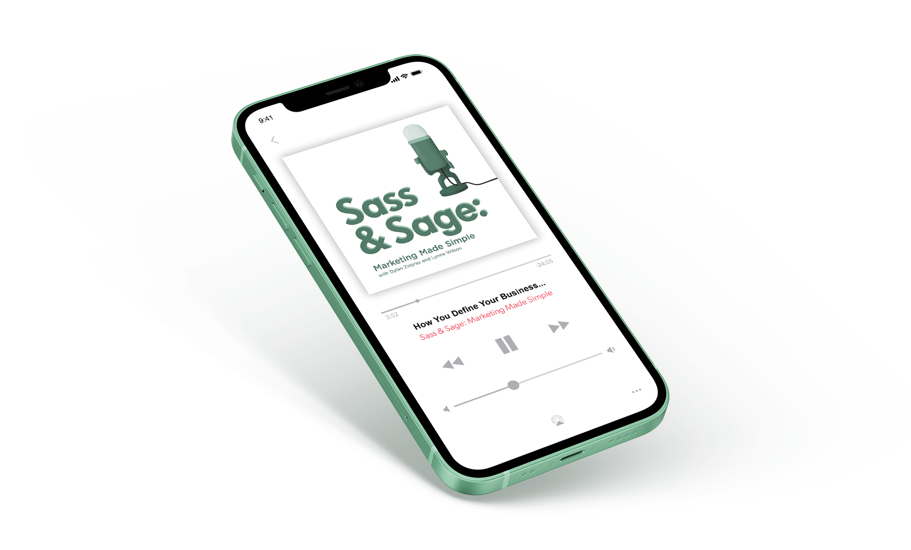 Mockup of Sass & Sage cover art on iPhone